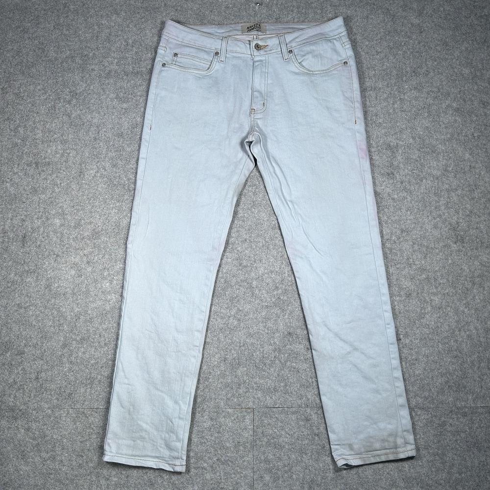 Naked Famous‎ Jeans Mens 36 32x30 Pale Blue Super Skinny Guy Stretch Selvedge